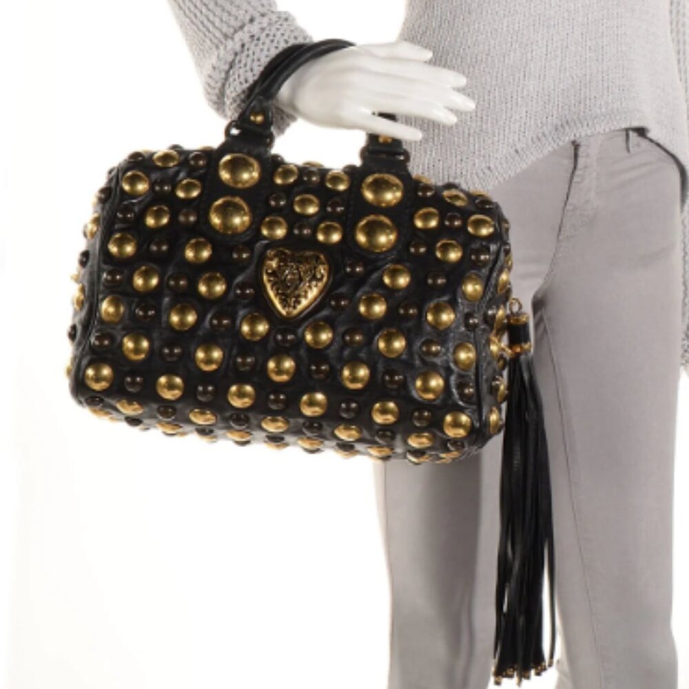 RARE VTG_Gucci_Babouska Studded Leather Boston Satchel